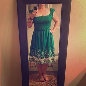 Green embroidered dress